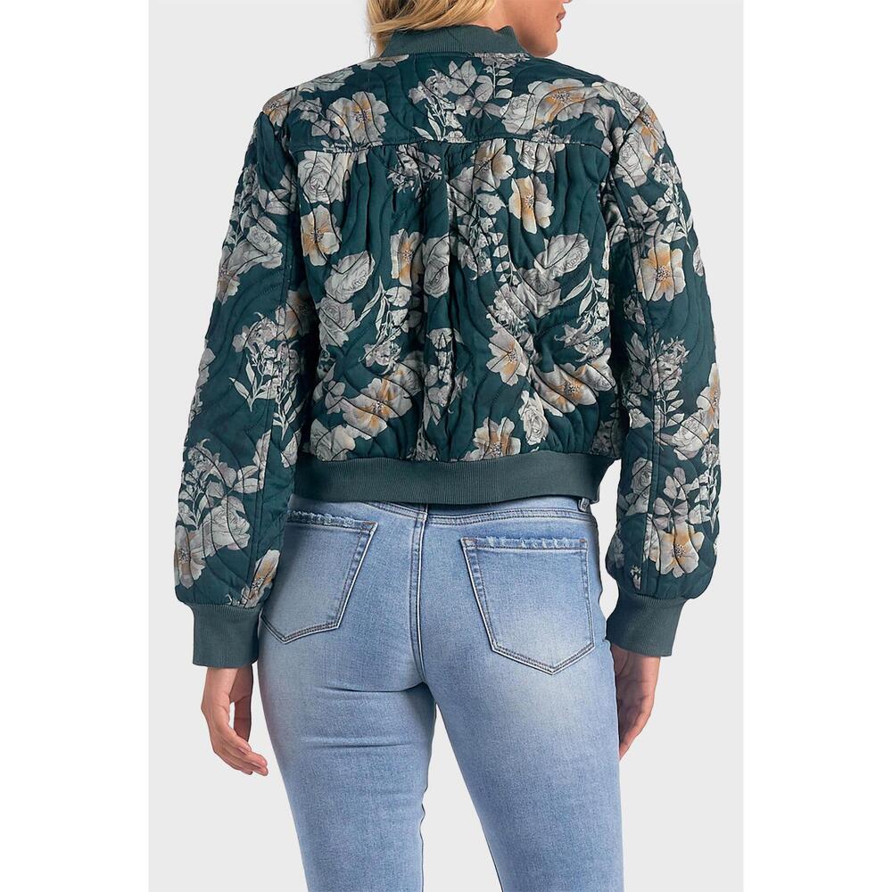NEW ELAN quilted print bomber jacket in green floral - Picture 3 of 3